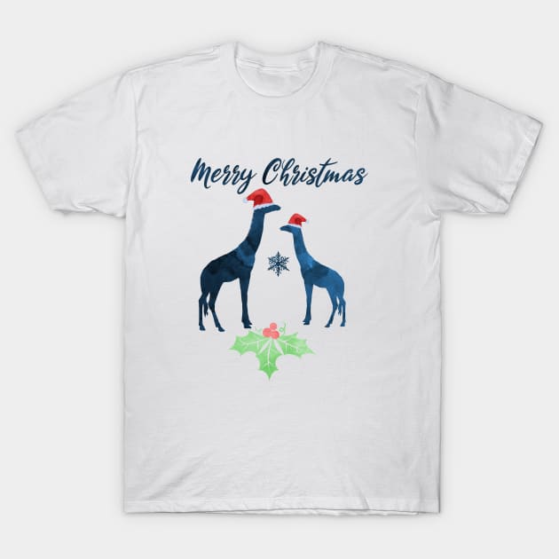 Christmas Giraffe Artwork T-Shirt by TheJollyMarten